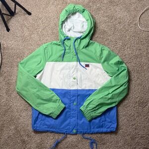 Levis Windbreaker Jacket Women S Multicolor Colorblock Hooded Sporty RN54163